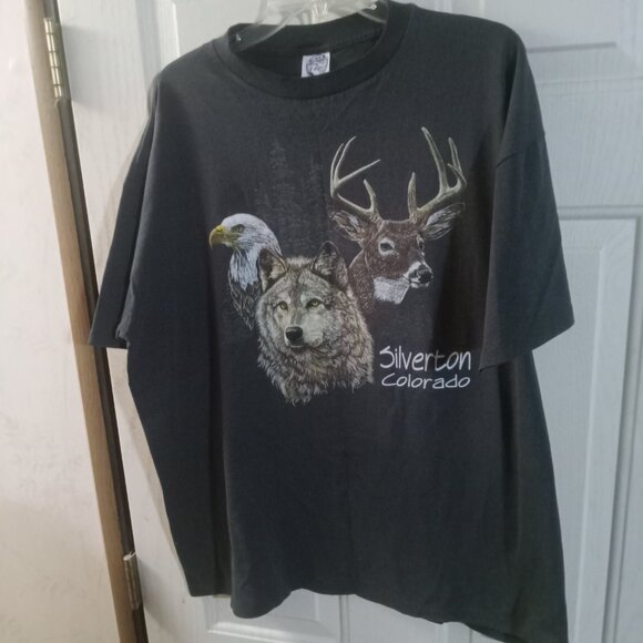 VTG Silverton Colorado Wildlife Print Men's SS T Shirt Size XXL Made in USA - Picture 2 of 7